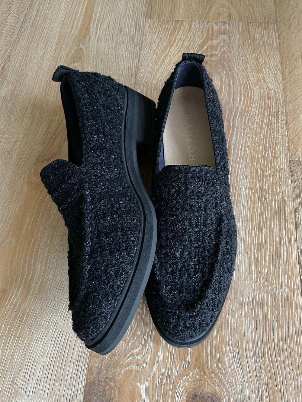 Rothy’s The Lug Loafer Boucle Black Chunky Preppy Comfy Size 9.5 - Picture 5 of 7